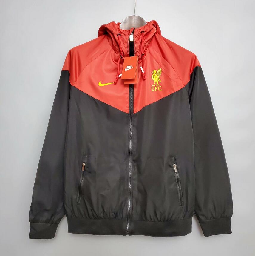 2021/22 Liverpool Black Red Windbreaker Hoodie Jacket